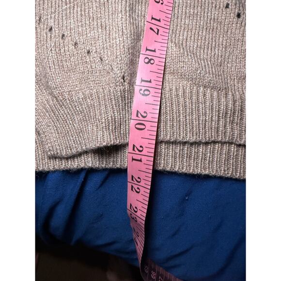 Marine Layer pointelle knit tan cashmere blend crew neck sweater womens small - Picture 8 of 8